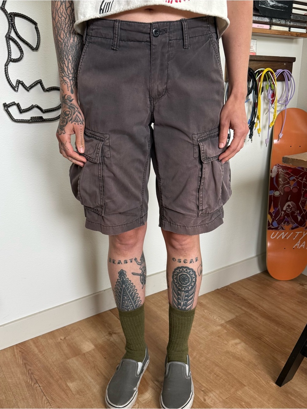 Vintage 90s Gap Faded Black Cargo Shorts ~ Size 30